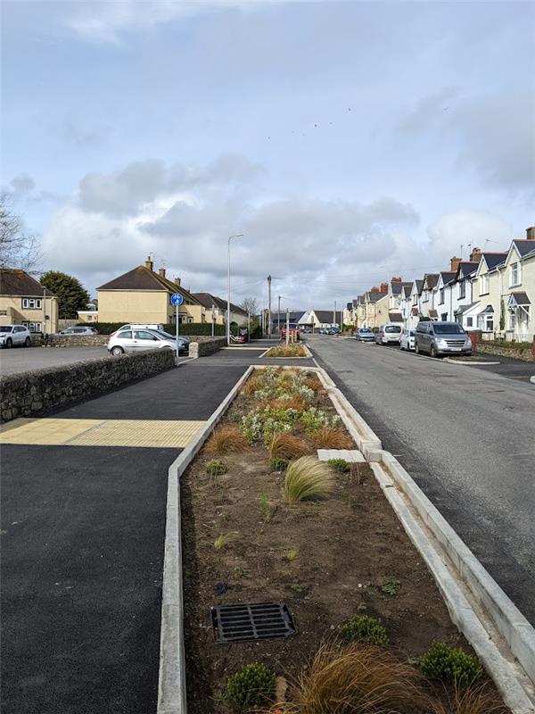 Photo of active travel route along Station Road April 2024